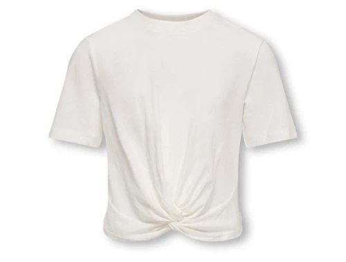 hvid t-shirt fra kids only med twistdetalje foran og rund hals