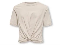 t-shirt i beige fra kids only med twistdetalje foran og rund hals