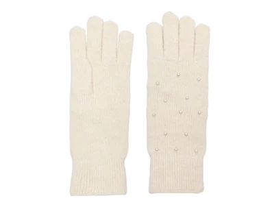 KIDS ONLY handsker i råhvid nuance med perler foran