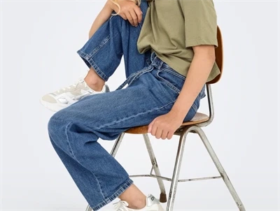 Kids Only jeans medium blue denim med bindebælte