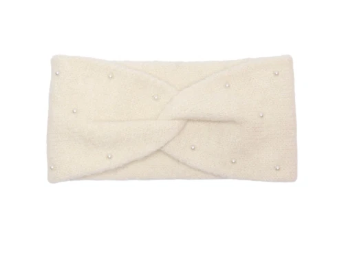 KIDS ONLY pandebånd i råhvid nuance med perler foran