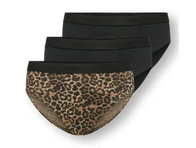 Kids ONLY briefs 3-pak sort og leopardprint med logoelastik set forfra