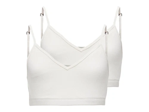 Kids ONLY top 2-pak hvid med justerbare stropper og vattering set forfra