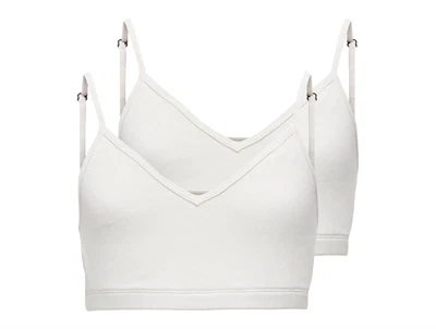 Kids ONLY top 2-pak hvid med justerbare stropper og vattering set forfra