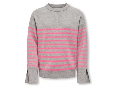KIDS ONLY striktrøje grey melange med pink striber til piger