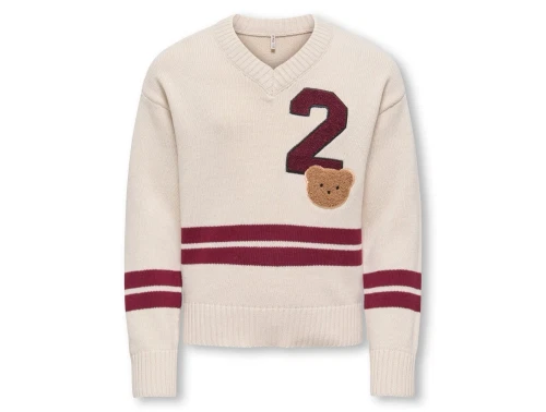 KIDS ONLY striktrøje birch med bjørnebadge og striber til piger