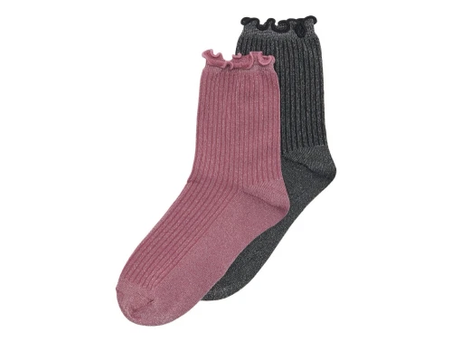 KIDS ONLY glimmerstrømper 2-pak i rose wine og black