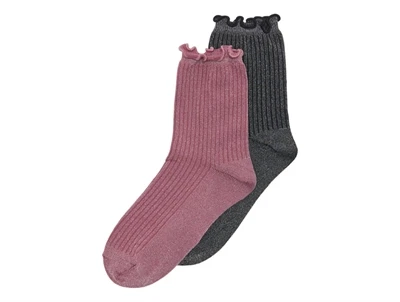 KIDS ONLY glimmerstrømper 2-pak i rose wine og black