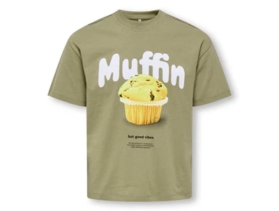 KIDS ONLY t-shirt mermaid green med muffinprint til piger