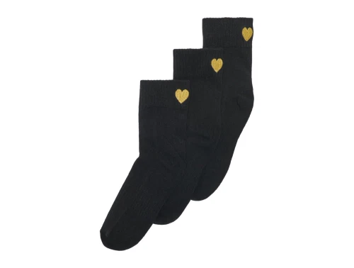 Kids ONLY strømper sorte med  guld glimmer hjerte (3-pak)
