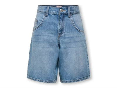 Kids ONLY denim shorts i blå med loose fit og 5 lommer set forfra