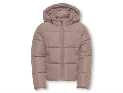 Lys rosa puffer jakke fra Kids Only med hætte