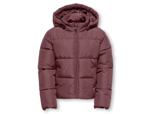 Puffer jakke i rose brown fra Kids Only med aftagelig hætte