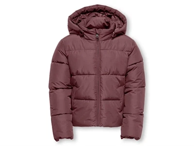 Puffer jakke i rose brown fra Kids Only med aftagelig hætte