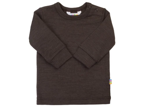 Joha bluse med lange ærmer i dark brown merinould og silke