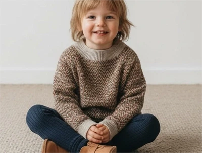 FUB sweater herringbone oat melange i merinould