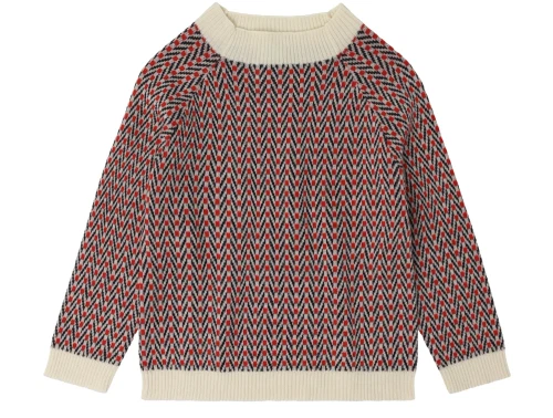 Herringbone sweater i ecru med sildebensmønster fra FUB i merinould