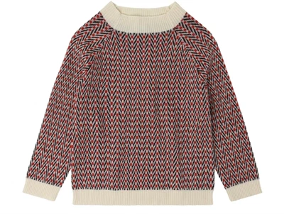 Herringbone sweater i ecru med sildebensmønster fra FUB i merinould