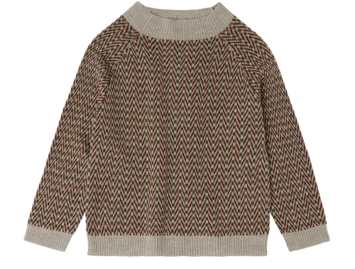 Herringbone sweater i oat melange med sildebensmønster fra FUB i merinould