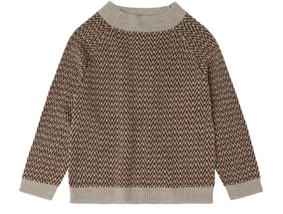 Herringbone sweater i oat melange med sildebensmønster fra FUB i merinould