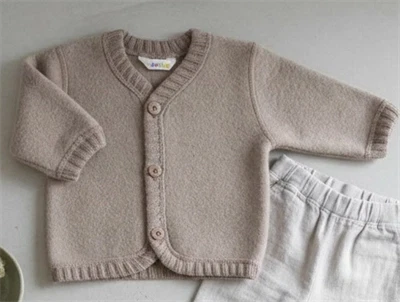 Joha cardigan sesam melange med knapper i merinould