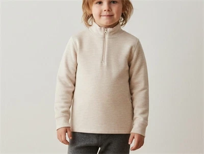 Joha bluse creme med høj hals og lynlås i merinould