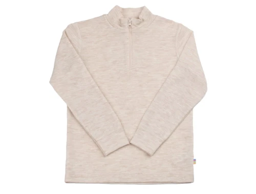 Joha bluse creme i merinould med høj hals og lynlås