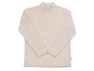 Joha bluse creme i merinould med høj hals og lynlås