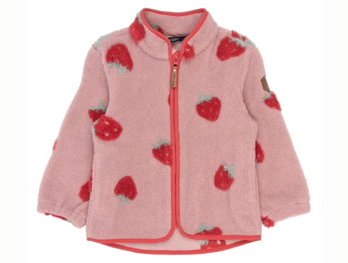 Mikk-line teddy jakke strawberry aop med jordbærprint
