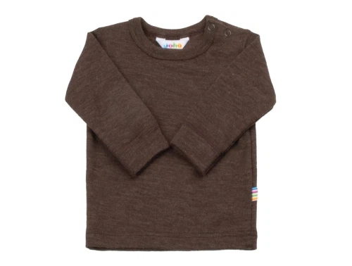 Joha brun bluse i merinould med trykknapper