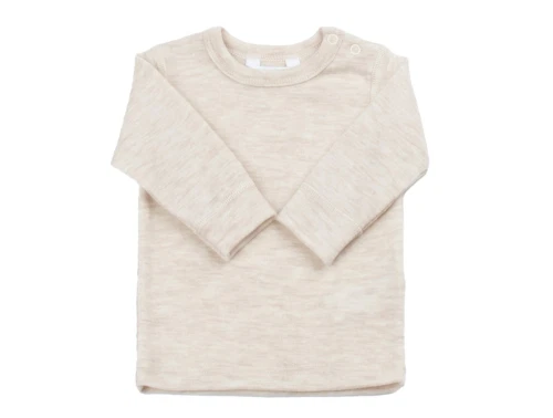 Joha råhvid bluse i merinould med trykknapper