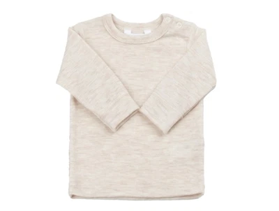 Joha råhvid bluse i merinould med trykknapper