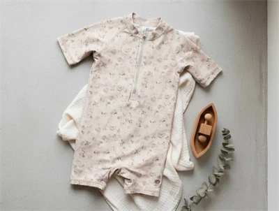 Wheat purple poppy flowers badedragt Cas UPF 40+