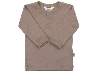 Joha bluse med lange ærmer i dark beige merinould og silke