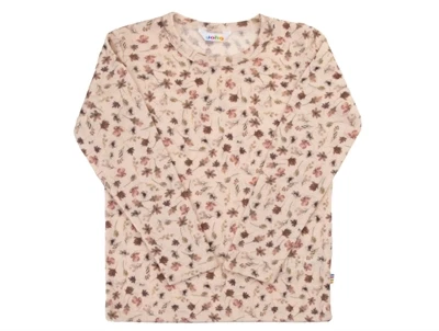 Joha bluse i off white merinould med blomsterprint