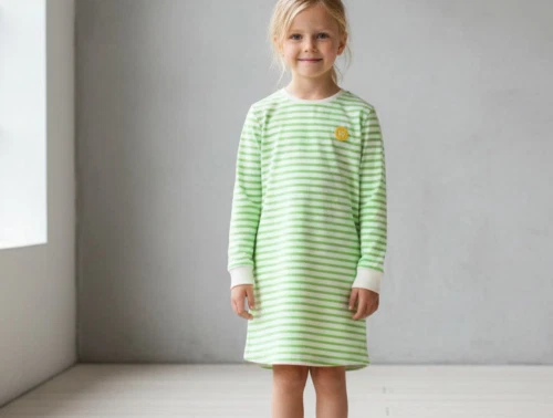 Wood Wood kjole Aya offwhite/green stripes