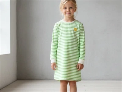 Wood Wood kjole Aya offwhite/green stripes