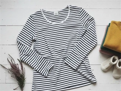 Mads Nørgaard t-shirt Belino white/black striber