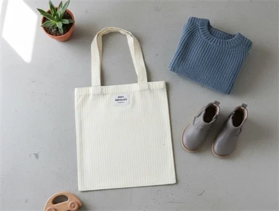 Mads Nørgaard stofpose Atoma double cream/white alyssum striber