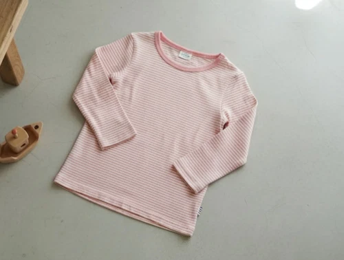 Mads Nørgaard shell pink/seedpearl mini stribet t-shirt Tobinino