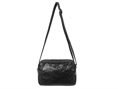 Mads Nørgaard Crinckle Jade taske sort med justerbar skulderrem og præget logo