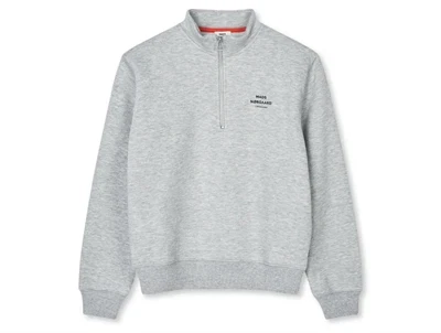 Mads Nørgaard half zip sweatshirt i grey melange med lille logo