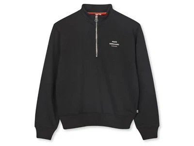 Mads Nørgaard half zip sweatshirt i jet black med lille logo