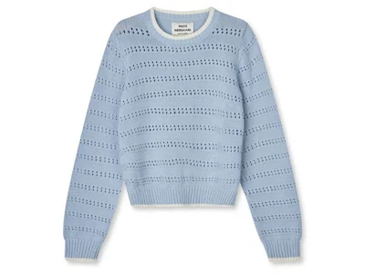 Mads Nørgaard strik i cashmere blue og vanilla ice med hulmønster