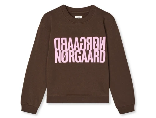 Sweatshirt fra Mads Nørgaard i demitasse med stort pink spejlvendt logo