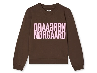 Sweatshirt fra Mads Nørgaard i demitasse med stort pink spejlvendt logo
