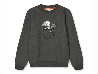 Mads Nørgaard mørkegrå sweatshirt med print forfra