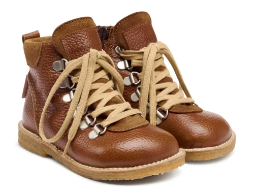 Angulus TEX støvle i cognac skind med snøre og uldfoer