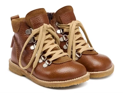 Angulus TEX støvle i cognac skind med snøre og uldfoer