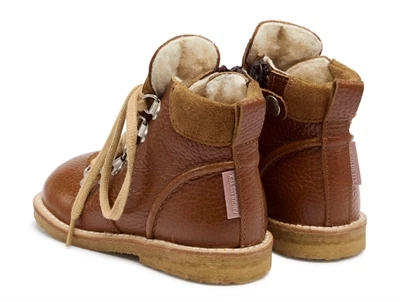 Angulus TEX støvle i cognac skind med snøre og uldfoer